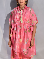 Pink Vasansi Silk Printed Kaftan Set