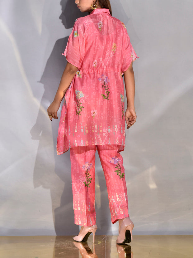 Pink Vasansi Silk Printed Kaftan Set