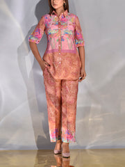 Salmon Pink Vasansi Silk Printed Co Ord Set