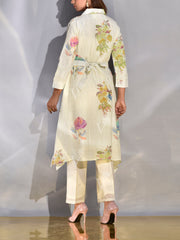 Off-White Vasansi Silk Printed Kurta