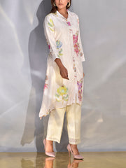 Off-White Vasansi Silk Printed Kurta