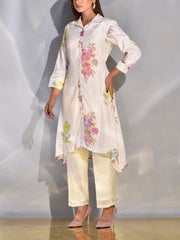 Off-White Vasansi Silk Printed Kurta