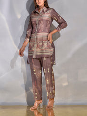 Brown Vasansi Silk Printed Co Ord Set
