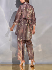 Brown Vasansi Silk Printed Co Ord Set