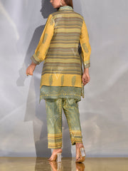 Green and Yellow Vasansi Silk Printed Co Ord Set