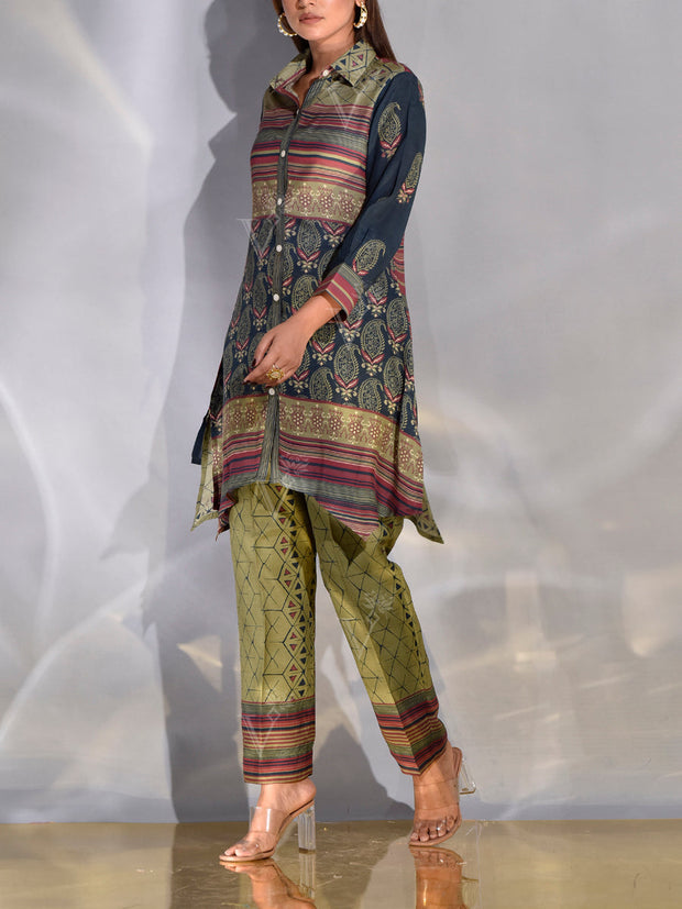 Blue Vasansi Silk Printed Co Ord Set