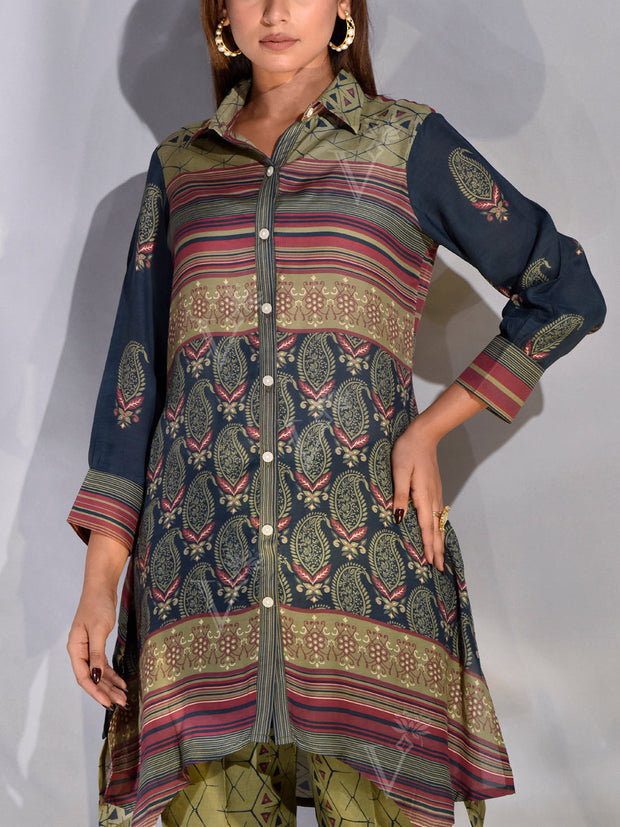 Blue Vasansi Silk Printed Co Ord Set