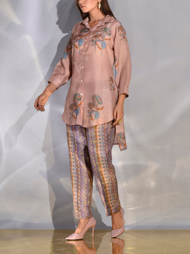 Sand Pink Vasansi Silk Printed Co Ord Set