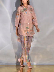 Sand Pink Vasansi Silk Printed Co Ord Set