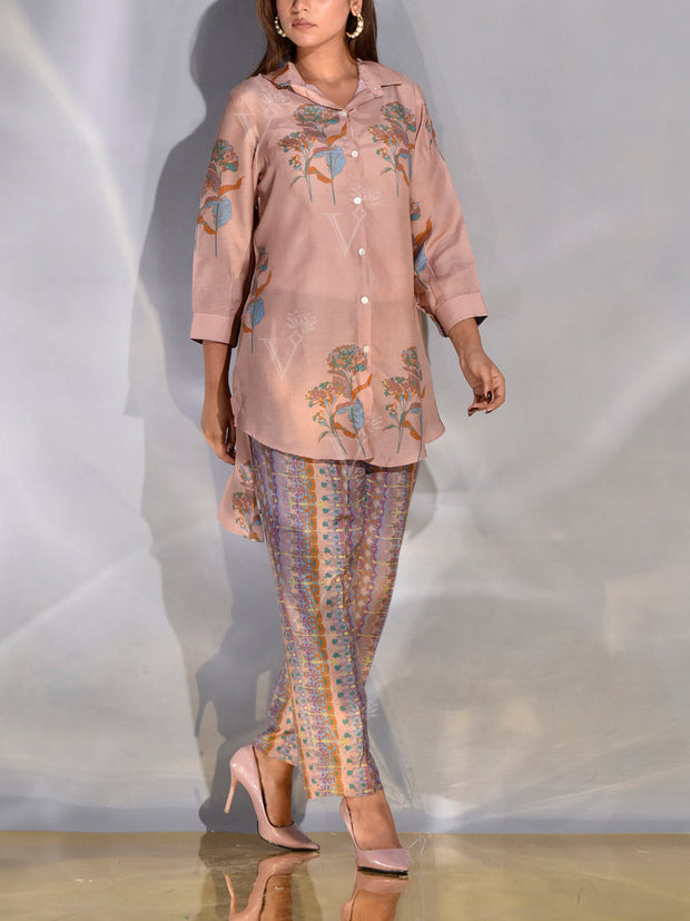 Sand Pink Vasansi Silk Printed Co Ord Set