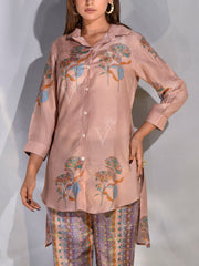 Sand Pink Vasansi Silk Printed Co Ord Set