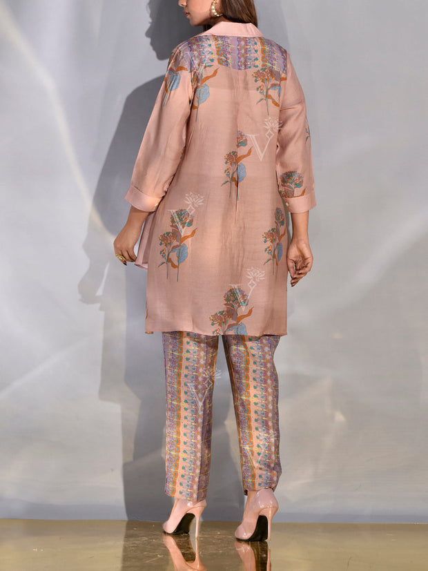 Sand Pink Vasansi Silk Printed Co Ord Set