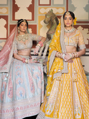 Yellow Raw Silk Lehenga Set