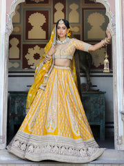 Yellow Raw Silk Lehenga Set