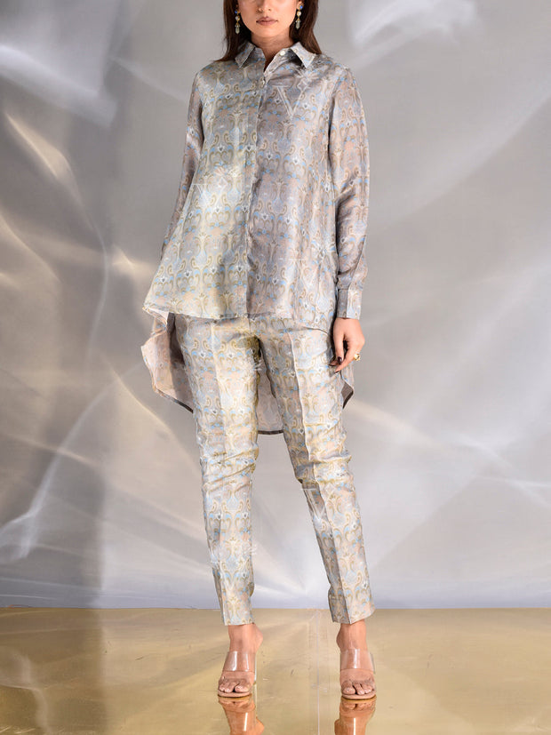 Grey Vasansi Silk Printed Co Ord Set