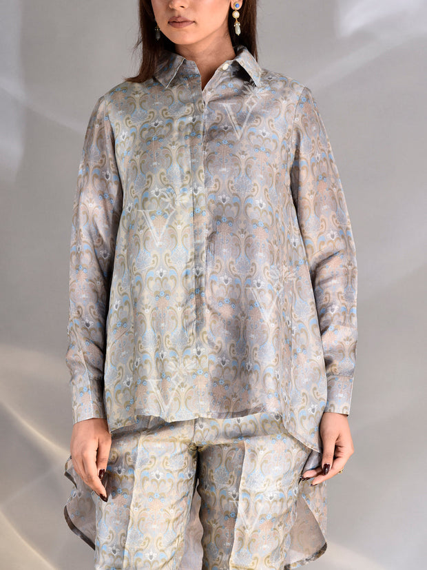 Grey Vasansi Silk Printed Co Ord Set
