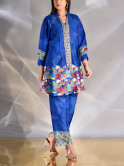 Blue Vasansi Silk Printed Co Ord Set