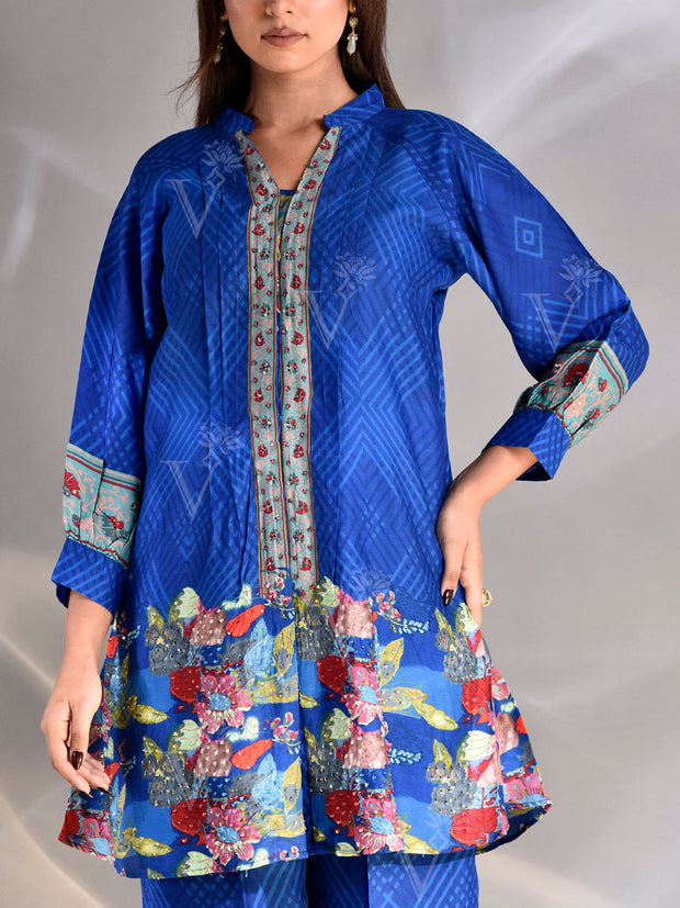 Blue Vasansi Silk Printed Co Ord Set
