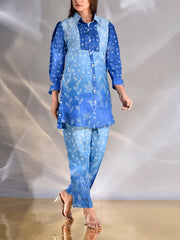 Blue Vasansi Silk Bandhani Co Ord Set