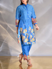 Blue Vasansi Silk Printed Co Ord Set