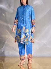 Blue Vasansi Silk Printed Co Ord Set
