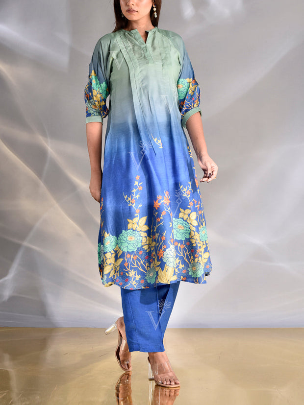 Blue Vasansi Silk Printed Pant Set