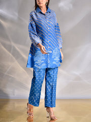 Turquoise Blue Vasansi Silk Printed Co Ord Set