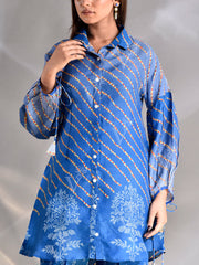 Turquoise Blue Vasansi Silk Printed Co Ord Set