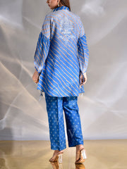 Turquoise Blue Vasansi Silk Printed Co Ord Set