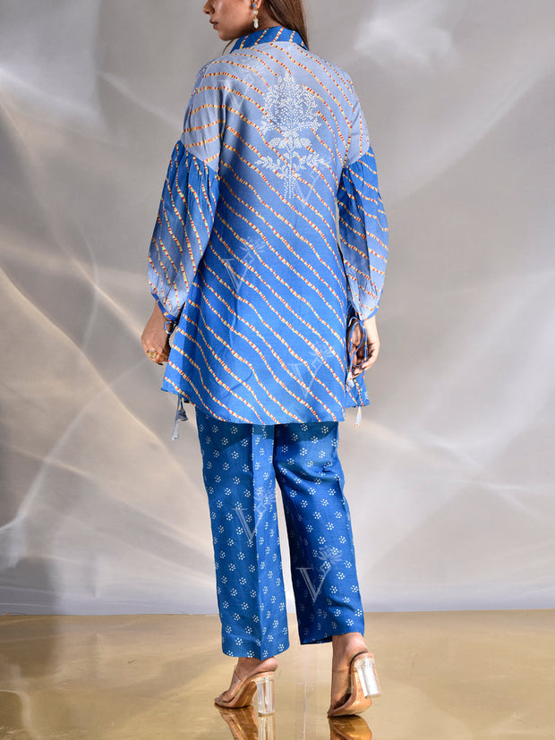 Turquoise Blue Vasansi Silk Printed Co Ord Set