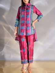 Raspberry Pink Vasansi Silk Printed Co Ord Set