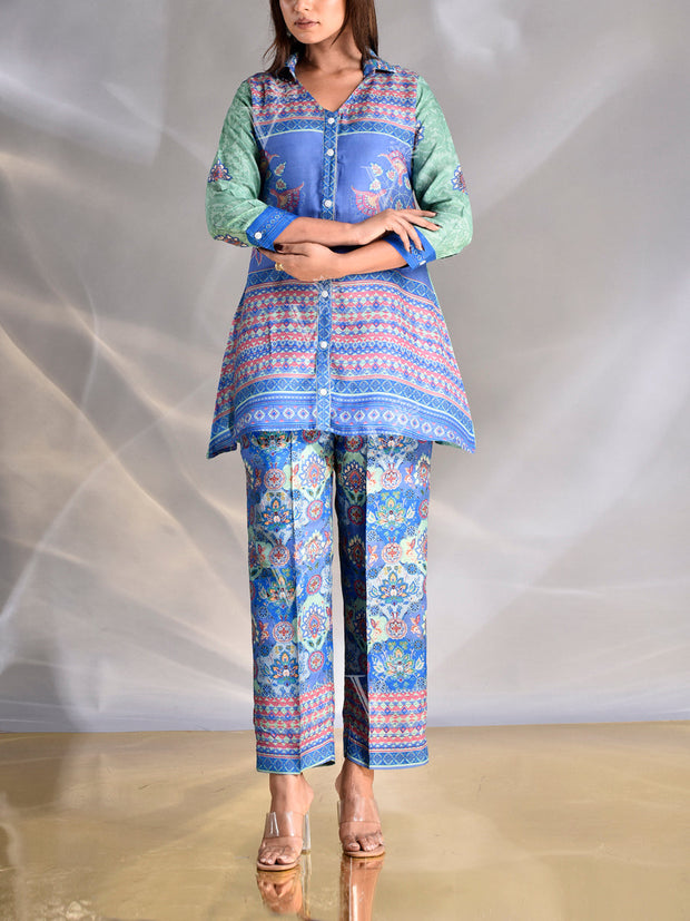 Blue Vasansi Silk Printed Semi-Formal Set