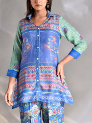 Blue Vasansi Silk Printed Semi-Formal Set