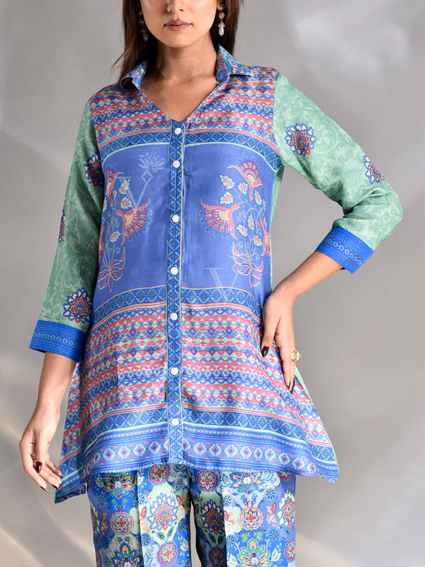 Blue Vasansi Silk Printed Semi-Formal Set