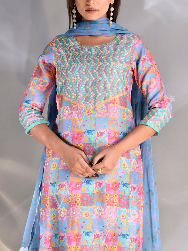 Multi Color Vasansi Silk Suit Set