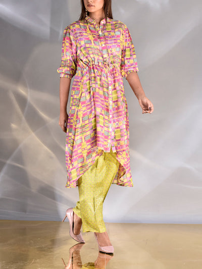 Green and Pink Vasansi Silk Co Ord Set