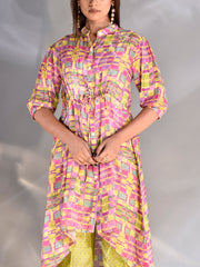 Green and Pink Vasansi Silk Co Ord Set