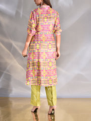 Green and Pink Vasansi Silk Co Ord Set