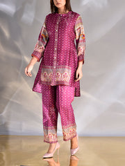 Raspberry Pink Vasansi Silk Printed Co Ord Set
