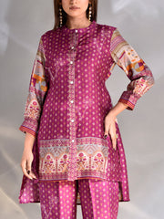 Raspberry Pink Vasansi Silk Printed Co Ord Set