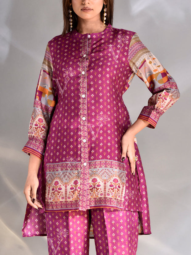 Raspberry Pink Vasansi Silk Printed Co Ord Set