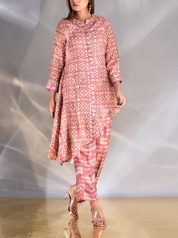 Brown Vasansi Silk Asymmetric Co Ord Set