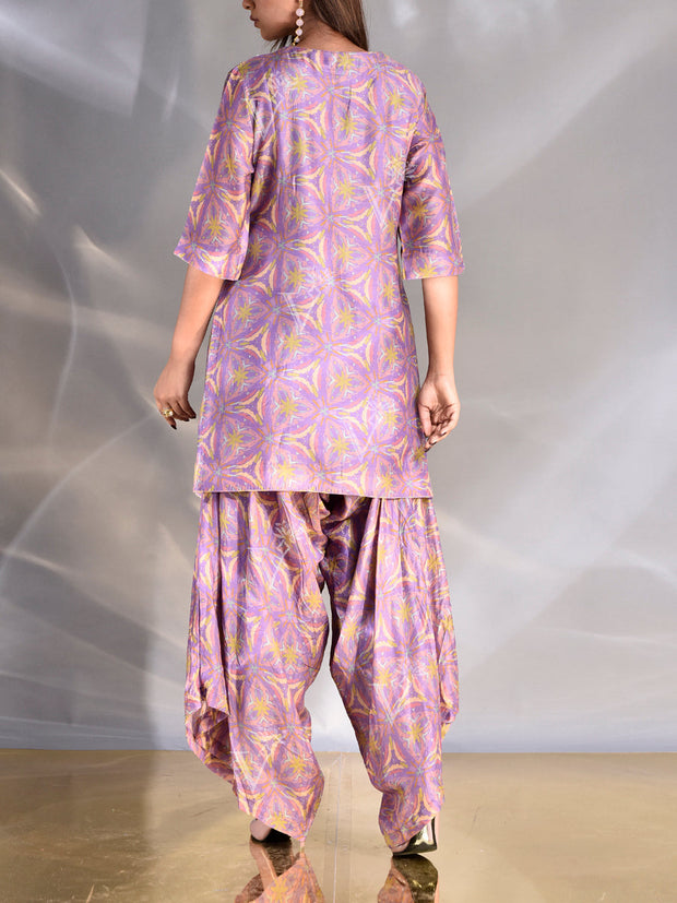 Purple Vasansi Silk Embroidered Kurta with Patiala Salwar