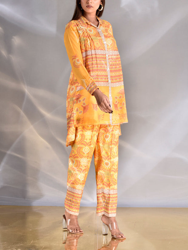 Yellow Vasansi Silk Printed Co Ord Set