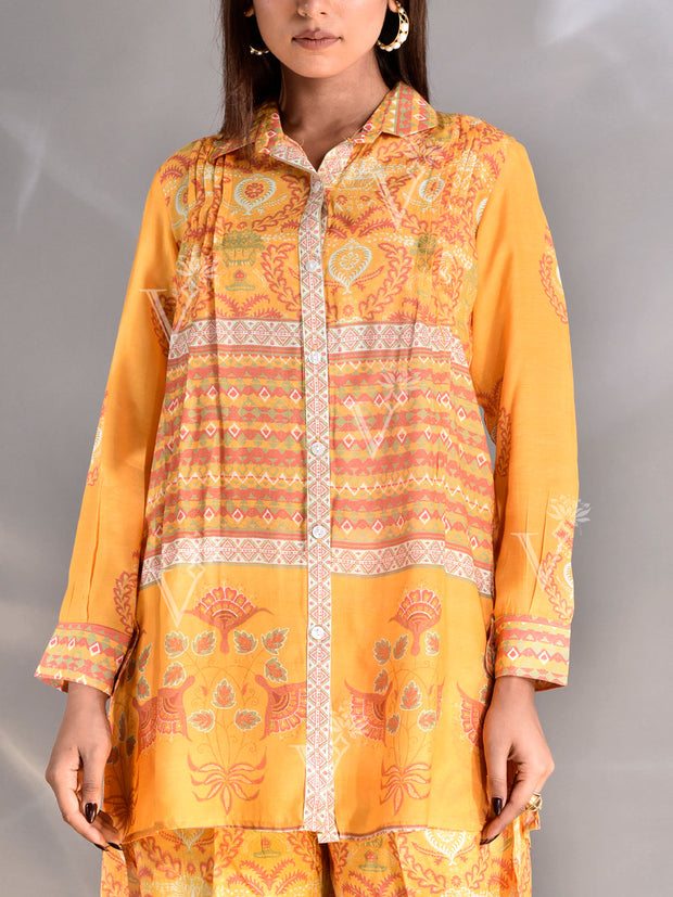 Yellow Vasansi Silk Printed Co Ord Set
