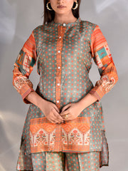 Laurel Green Vasansi Silk Printed Co Ord Set