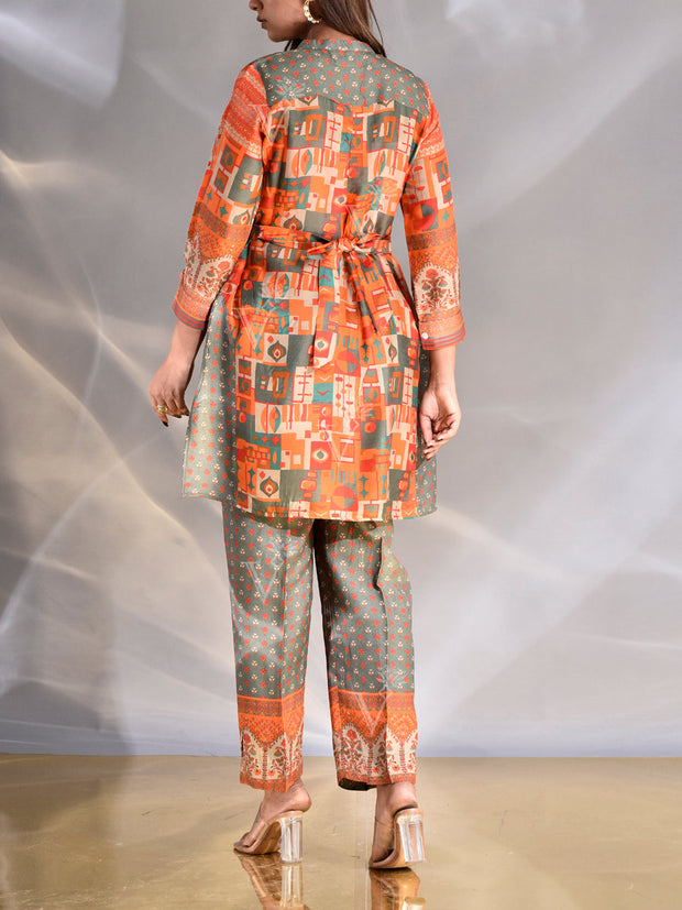 Laurel Green Vasansi Silk Printed Co Ord Set