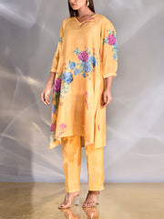 Mustard Vasansi Silk Printed Co Ord Set