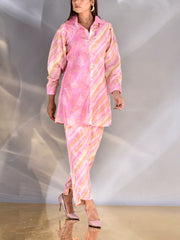 Baby Pink Vasansi Silk Leheriya Co Ord Set