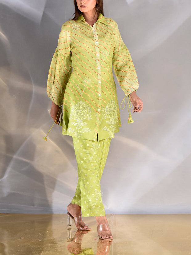 Green Leheriya Co Ord Set